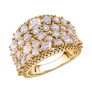 Moissanite 5.00 ctw Cocktail Ring in 18K Vermeil Yellow Gold Over Sterling Silver (Size 6.0)