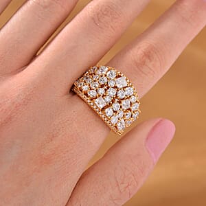 Moissanite 5.00 ctw Cocktail Ring in 18K Vermeil Yellow Gold Over Sterling Silver (Size 7.0)