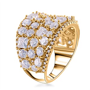 Moissanite 5.00 ctw Cocktail Ring in 18K Vermeil Yellow Gold Over Sterling Silver (Size 7.0)