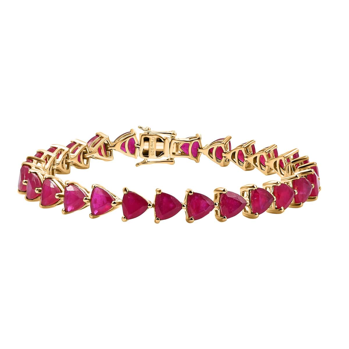 Niassa Ruby (FF) 29.70 ctw Crown Tennis Bracelet in 18K Vermeil Yellow Gold Over Sterling Silver (7.25 In) image number 0