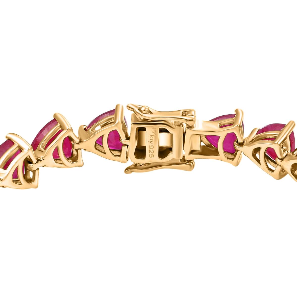 Niassa Ruby (FF) 29.70 ctw Crown Tennis Bracelet in 18K Vermeil Yellow Gold Over Sterling Silver (7.25 In) image number 2