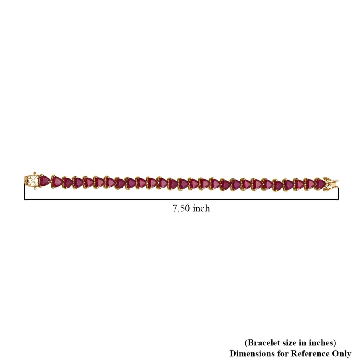 Niassa Ruby (FF) 29.70 ctw Crown Tennis Bracelet in 18K Vermeil Yellow Gold Over Sterling Silver (7.25 In) image number 3