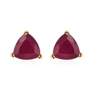 Niassa Ruby (FF) 2.40 ctw Solitaire Stud Earrings in 18K Vermeil Yellow Gold Over Sterling Silver