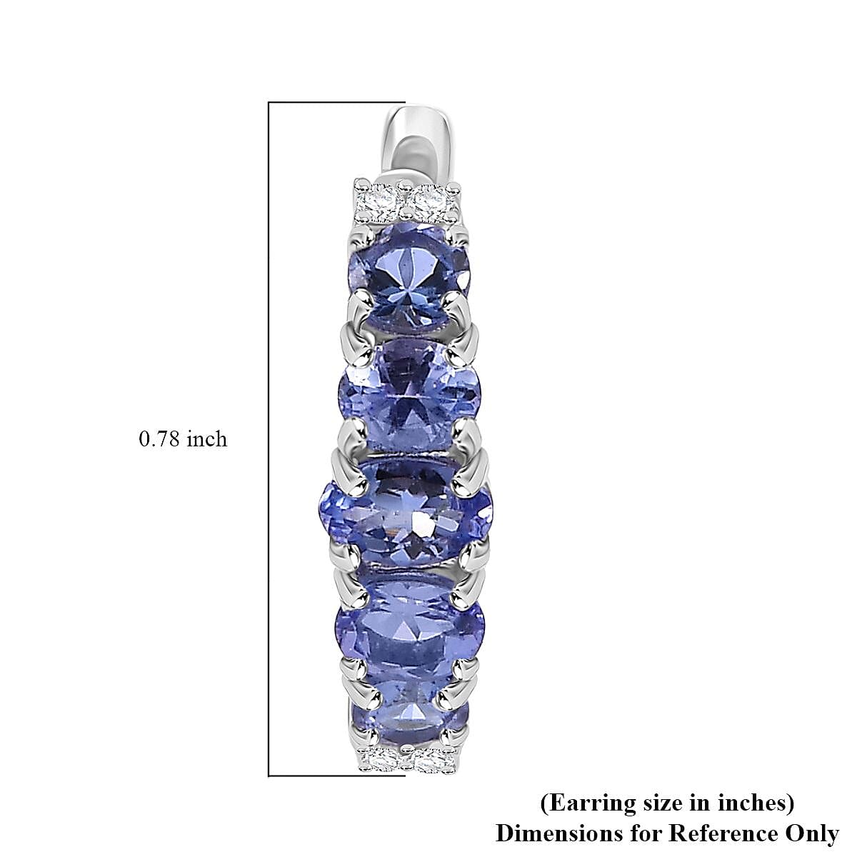 D'Joy Tanzanite and Moissanite 1.85 ctw Hoop Earrings in Rhodium Over Sterling Silver