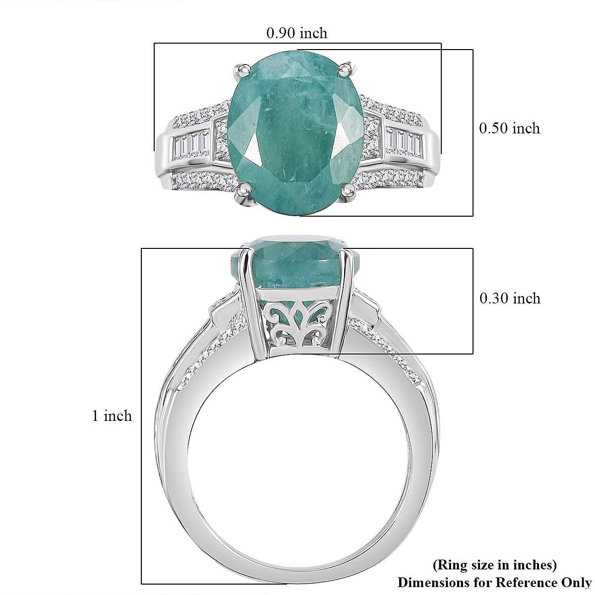 D'Joy Premium Grandidierite and Moissanite 5.65 ctw Art Deco Ring in Rhodium Over Sterling Silver (Size 9.0) image number 5