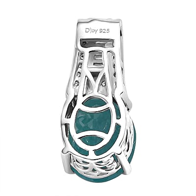 D'Joy Grandidierite and Moissanite 5.30 ctw Ocean Mist Pendant without Chain in Rhodium Over Sterling Silver