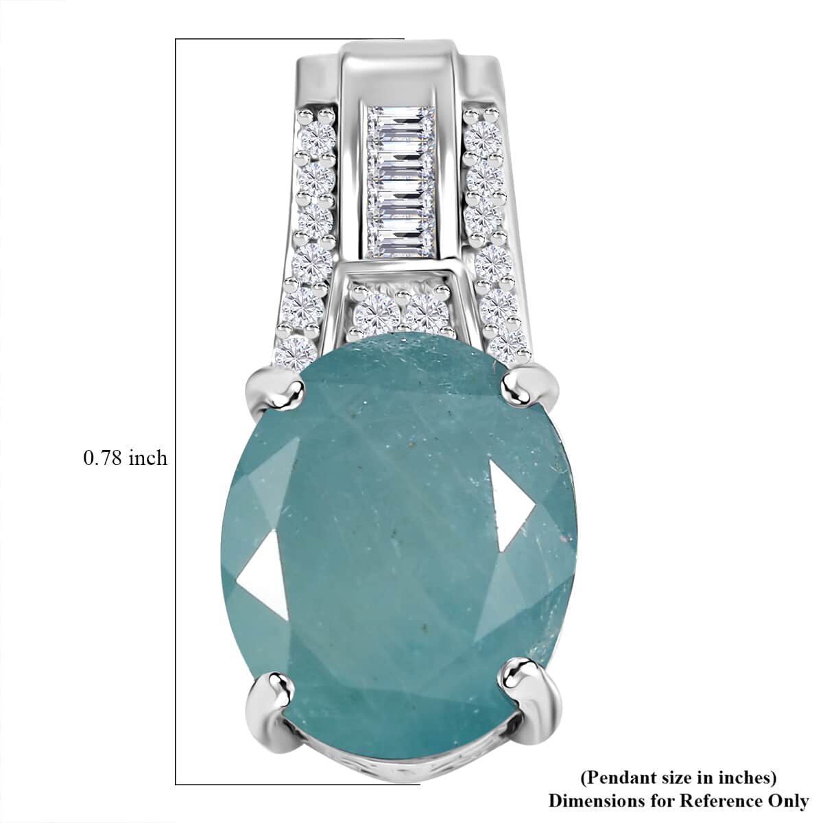 Grandidierite and Moissanite 5.30 ctw Ocean Mist Pendant in Rhodium Over Sterling Silver image number 5