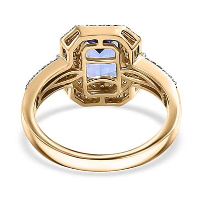 Luxoro 10K Yellow Gold Premium Tanzanite, Natural Yellow and White Diamond (I2) (0.55 cts) Ring (Size 10.0) 2.35 ctw