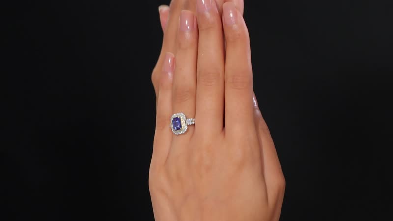 Luxoro 10K Yellow Gold Premium Tanzanite, Natural Yellow and White Diamond (I2) (0.55 cts) Ring (Size 7.0) 2.35 ctw