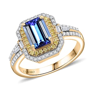 Luxoro Premium Tanzanite, I2 Natural Yellow and White Diamond 2.35 ctw Ring in 10K Yellow Gold (Size 8.0)
