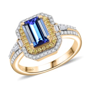 Luxoro Premium Tanzanite, I2 Natural Yellow and White Diamond 2.35 ctw Ring in 10K Yellow Gold (Size 9.0)