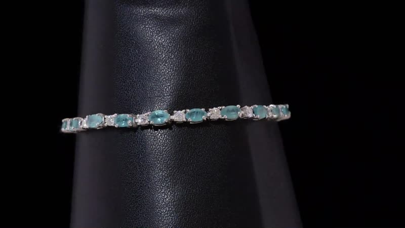 D'Joy Grandidierite and Moissanite 5.35 ctw Bracelet in Rhodium Over Sterling Silver (6.50 In)