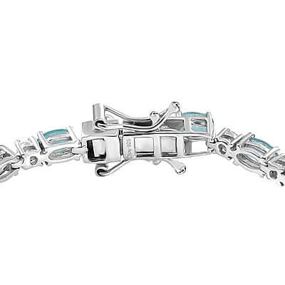 D'Joy Grandidierite and Moissanite 5.35 ctw Bracelet in Rhodium Over Sterling Silver (6.50 In)