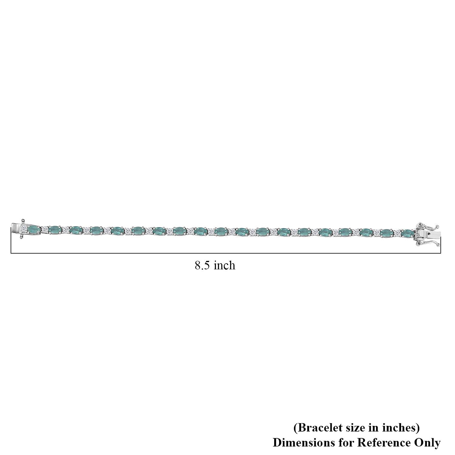 D'Joy Grandidierite and Moissanite 5.35 ctw Bracelet in Rhodium Over Sterling Silver (6.50 In)