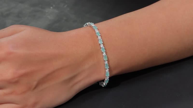Grandidierite, Moissanite Bracelet in Rhodium Over Sterling Silver (7.25 In) 6.10 ctw