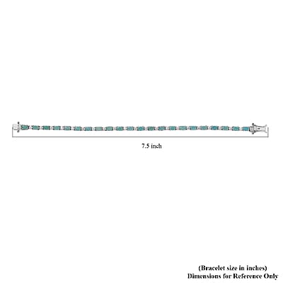 D'Joy Grandidierite and Moissanite 6.10 ctw Tennis Bracelet in Rhodium Over Sterling Silver (7.25 In)