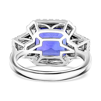 Certified and Appraised Rhapsody AAAA Tanzanite and E-F VS Diamond 4.50 ctw Ring in 950 Platinum (Size 10.0) 7.40 Grams