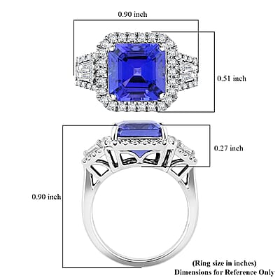 Certified and Appraised Rhapsody AAAA Tanzanite and E-F VS Diamond 4.50 ctw Ring in 950 Platinum (Size 10.0) 7.40 Grams