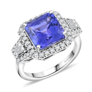Certified and Appraised Rhapsody AAAA Tanzanite and E-F VS Diamond 4.50 ctw Ring in 950 Platinum (Size 7.0) 7.40 Grams