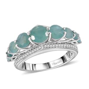 Grandidierite and White Zircon 3.65 ctw Crown Ring in Rhodium Over Sterling Silver (Size 10.0)