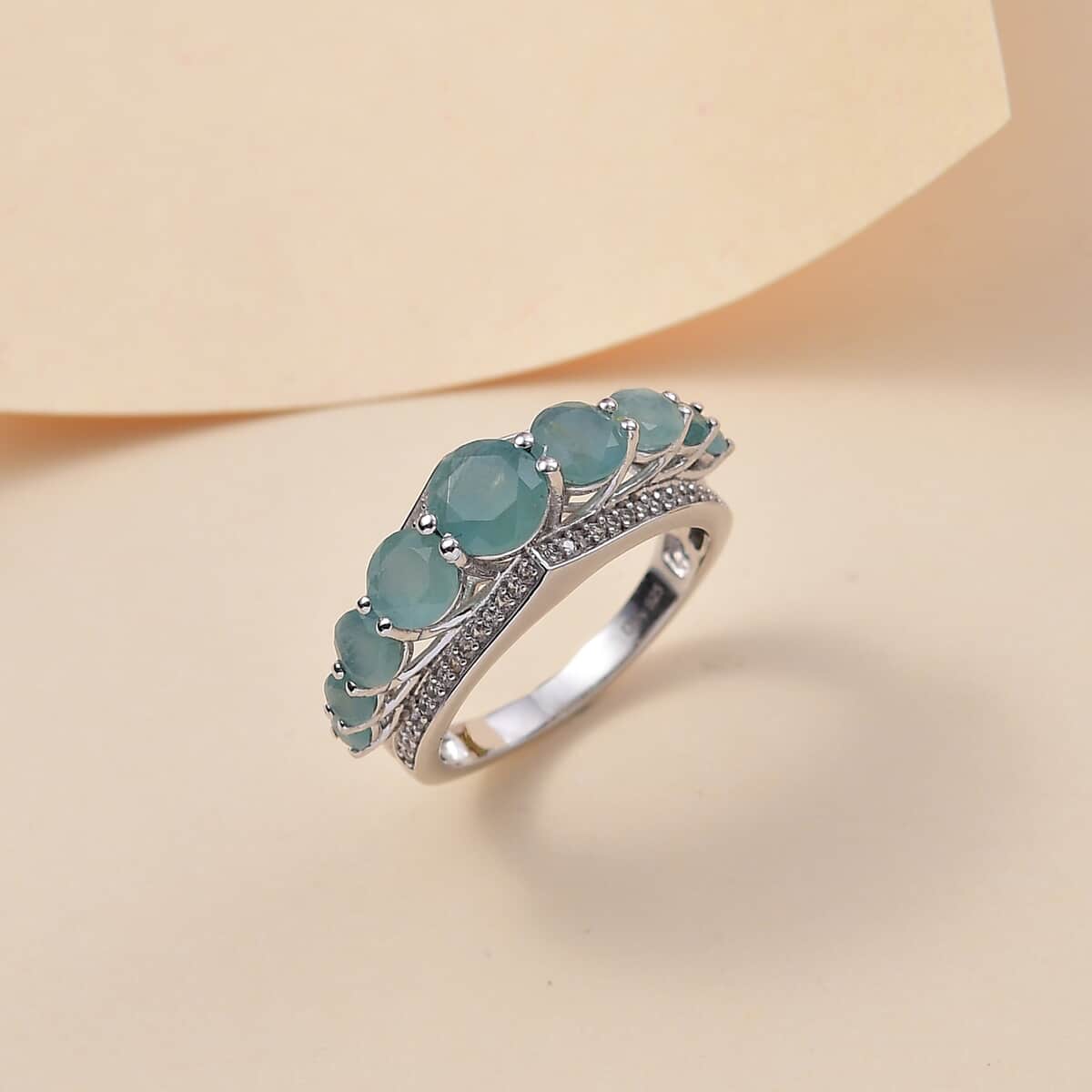 Grandidierite and White Zircon 3.65 ctw Crown Ring in Rhodium Over Sterling Silver (Size 10.0) image number 1