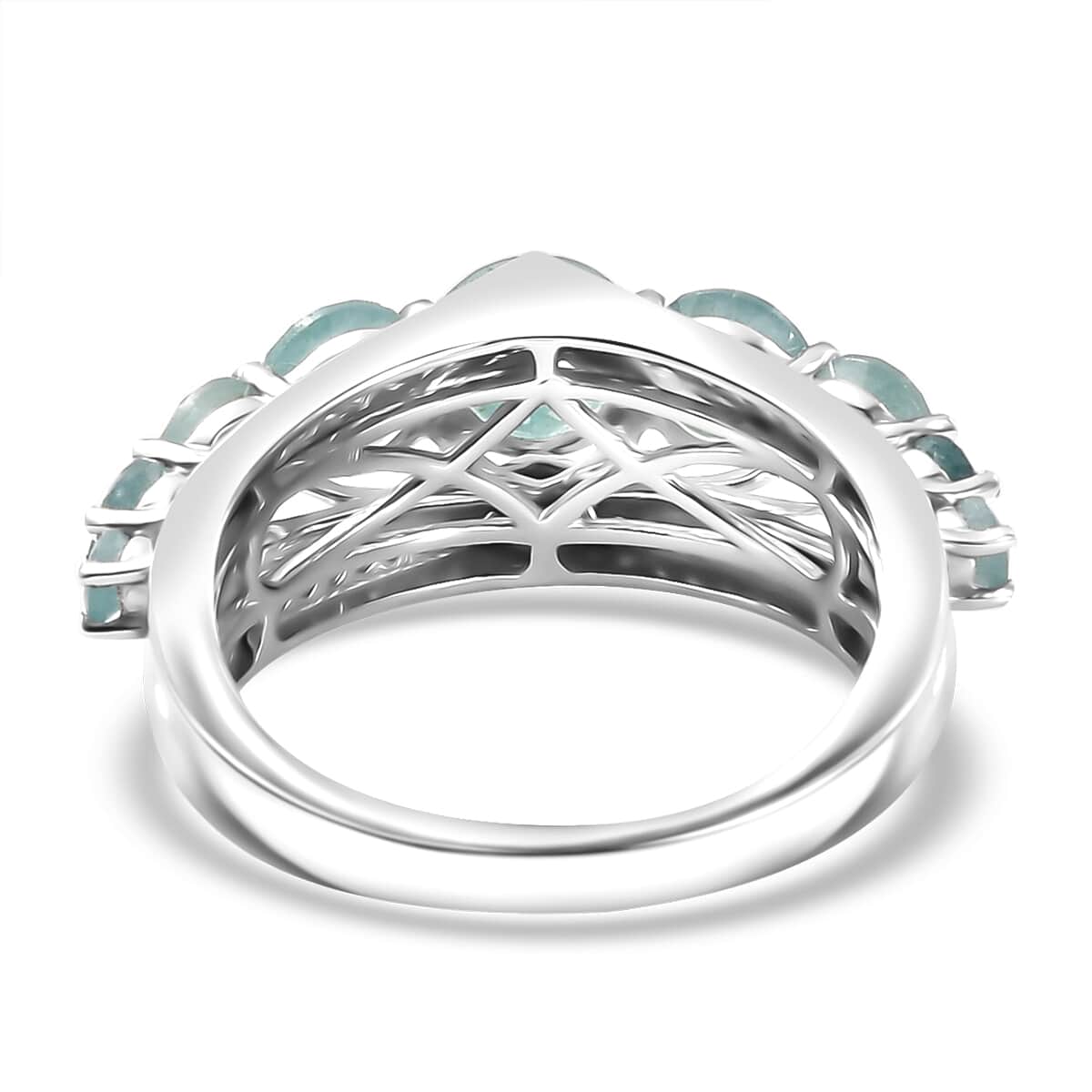 Grandidierite and White Zircon 3.65 ctw Crown Ring in Rhodium Over Sterling Silver (Size 10.0) image number 4