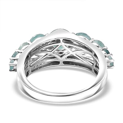 D'Joy Grandidierite and White Zircon 3.65 ctw Crown Ring in Rhodium Over Sterling Silver (Size 10.0)