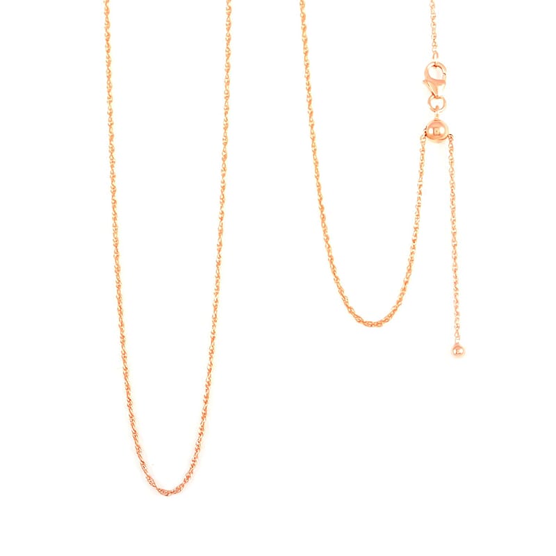 Delicate Harmony Necklace with Slider Ball in 18K Rose Gold Over Sterling Silver 2.75 Grams 18 Inches