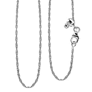 Platinum Over Sterling Silver Delicate Harmony Necklace with Slider Ball 18 Inches 2.75 Grams