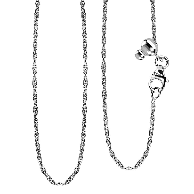 Platinum Over Sterling Silver Delicate Harmony Necklace with Slider Ball 18 Inches 2.75 Grams