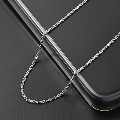 Platinum Over Sterling Silver Delicate Harmony Necklace with Slider Ball 18 Inches 2.75 Grams