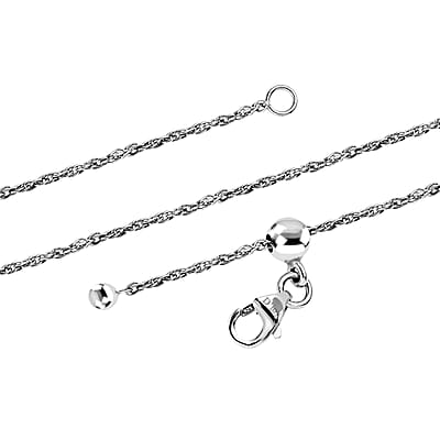 Platinum Over Sterling Silver Delicate Harmony Necklace with Slider Ball 18 Inches 2.75 Grams