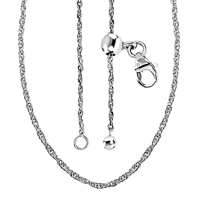 Platinum Over Sterling Silver Delicate Harmony Necklace with Slider Ball 18 Inches 2.75 Grams