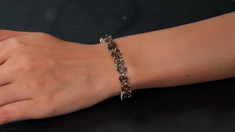 Karis Brazilian Smoky Quartz 40.70 ctw Art Deco Bracelet in Platinum Bond (7.25 In)