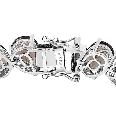 Karis Brazilian Smoky Quartz 40.70 ctw Art Deco Bracelet in Platinum Bond (7.25 In)