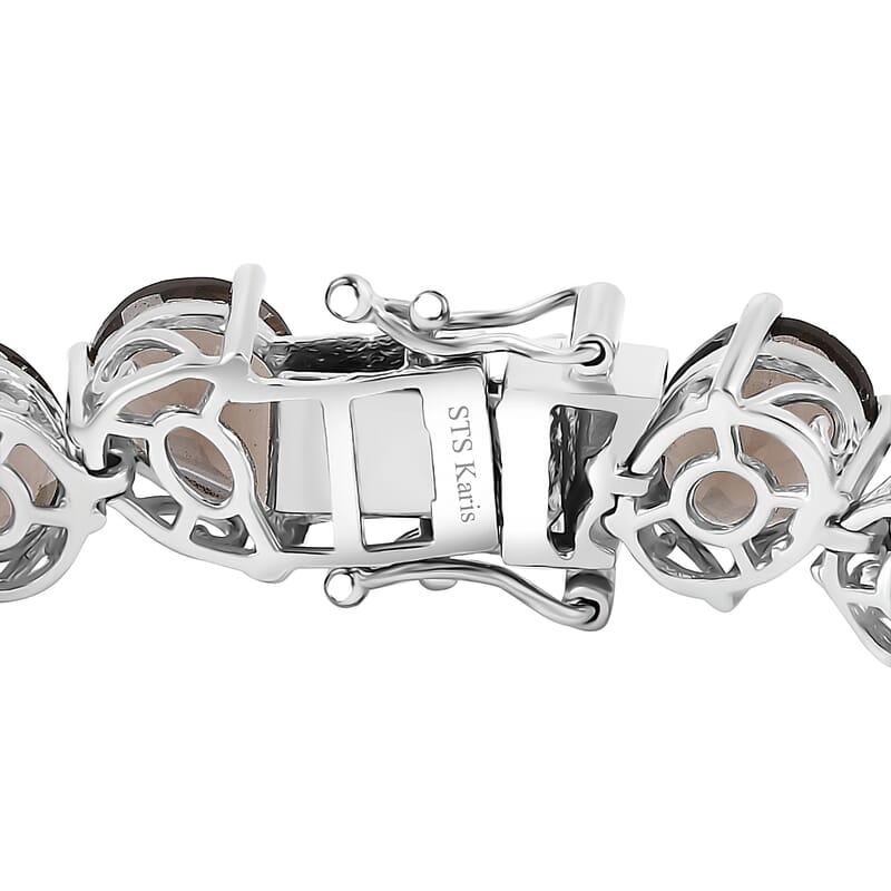 Karis Brazilian Smoky Quartz 40.70 ctw Art Deco Bracelet in Platinum Bond (7.25 In)