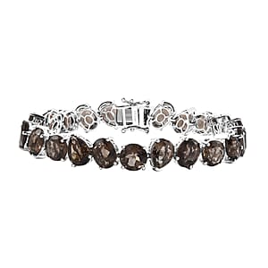 Karis Brazilian Smoky Quartz 35.30 ctw Art Deco Bracelet in Platinum Bond (6.50 In)