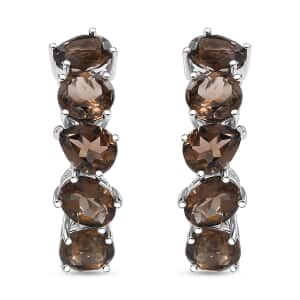 Karis Brazilian Smoky Quartz 18.00 ctw Art Deco Earrings in Platinum Bond