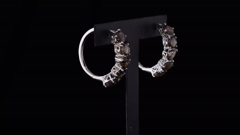 Karis Brazilian Smoky Quartz 18.00 ctw Art Deco Earrings in Platinum Bond