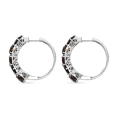 Karis Brazilian Smoky Quartz 18.00 ctw Art Deco Earrings in Platinum Bond