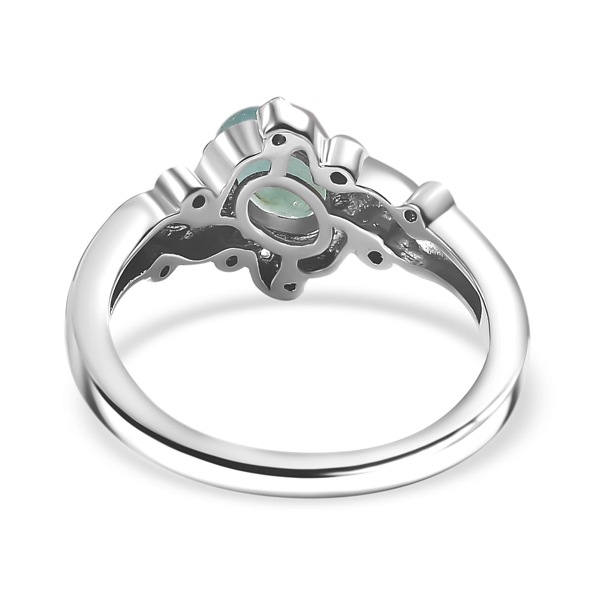 D'Joy Grandidierite and White Zircon 0.90 ctw Wave Whisper Ring in Rhodium Over Sterling Silver (Size 10.0)