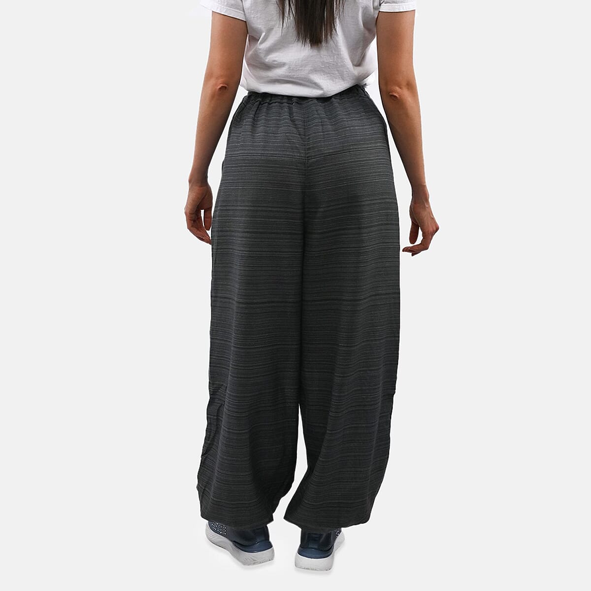 Gray Jacquard Weave 100% Cotton Harem Pant with Front Pocket - One Size Fits Most image number 1