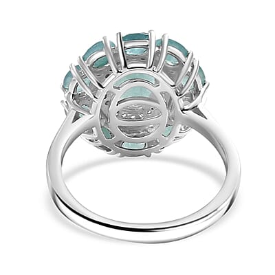 AAA Grandidierite, White Zircon Ring in Rhodium Over Sterling Silver (Size 10.0) 3.00 ctw