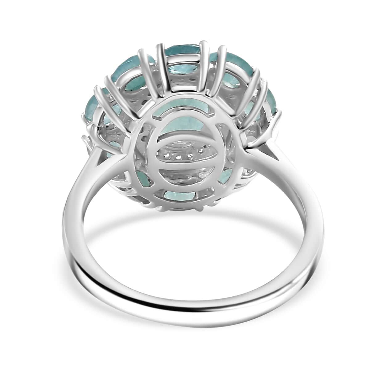 AAA Grandidierite and White Zircon 3.00 ctw Floral Ring in Rhodium Over Sterling Silver (Size 7.0) image number 3