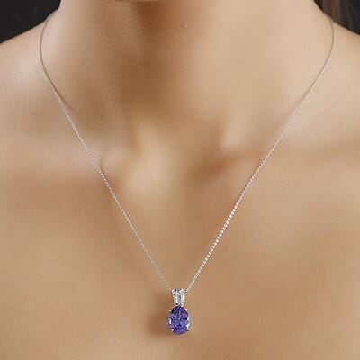 Certified & Appraised Rhapsody AAAA Tanzanite and E-F VS2 Diamond 4.05 ctw Statement Pendant without Chain in 950 Platinum
