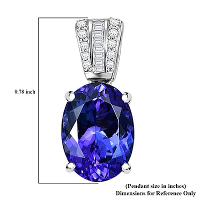 Certified & Appraised Rhapsody AAAA Tanzanite and E-F VS2 Diamond 4.05 ctw Statement Pendant without Chain in 950 Platinum
