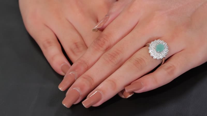 Grandidierite and White Zircon 2.35 ctw Ring in Rhodium Over Sterling Silver (Size 10.0)
