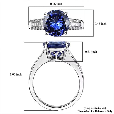 The Jennilee Certified & Appraised Rhapsody AAAA Tanzanite and E-F VS2 Diamond 4.40 ctw Statement Ring in 950 Platinum (Size 10.0) 6.30 Grams