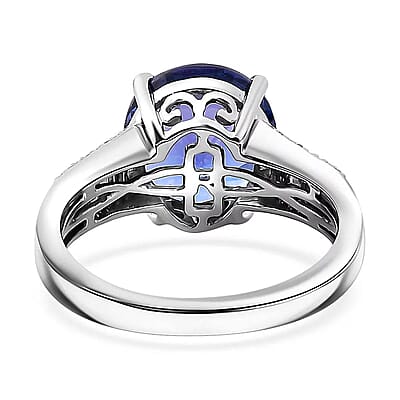 The Jennilee Certified & Appraised Rhapsody AAAA Tanzanite and E-F VS2 Diamond 4.40 ctw Statement Ring in 950 Platinum (Size 10.0) 6.30 Grams