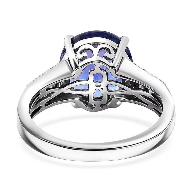 The Jennilee Certified & Appraised Rhapsody AAAA Tanzanite and E-F VS2 Diamond 4.40 ctw Statement Ring in 950 Platinum (Size 10.0) 6.30 Grams